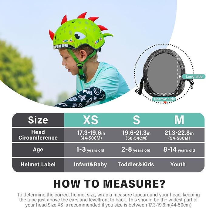 Kids Toddler Bike Helmet, Adjustable and Multi-Sport for Child Boys and Girls, 2 Sizes