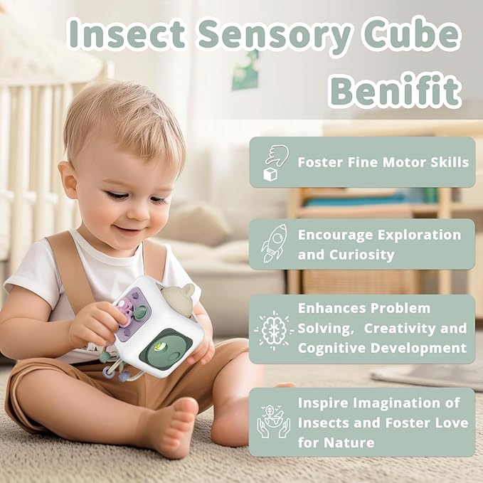 Baby Busy Board Cube, Toys for Boy Girl, Montessori Travel Toys for Toddlers, Learning Fine Motor Skills| Birthday Gifts for Infant Boys Girls