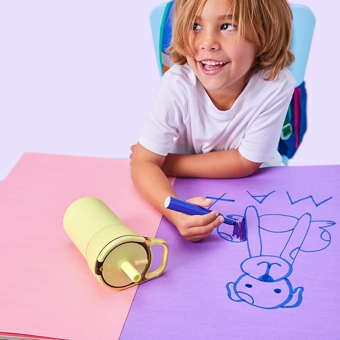 BrüMate Leap 12oz 100% Leakproof Kids Tumbler with Handle and Silicone Soft Straw | Drop Resistant Silicone Sleeve | For Kids 4+ | Insulated Stainless Steel | Cup Holder Friendly | 12oz (Aurora)