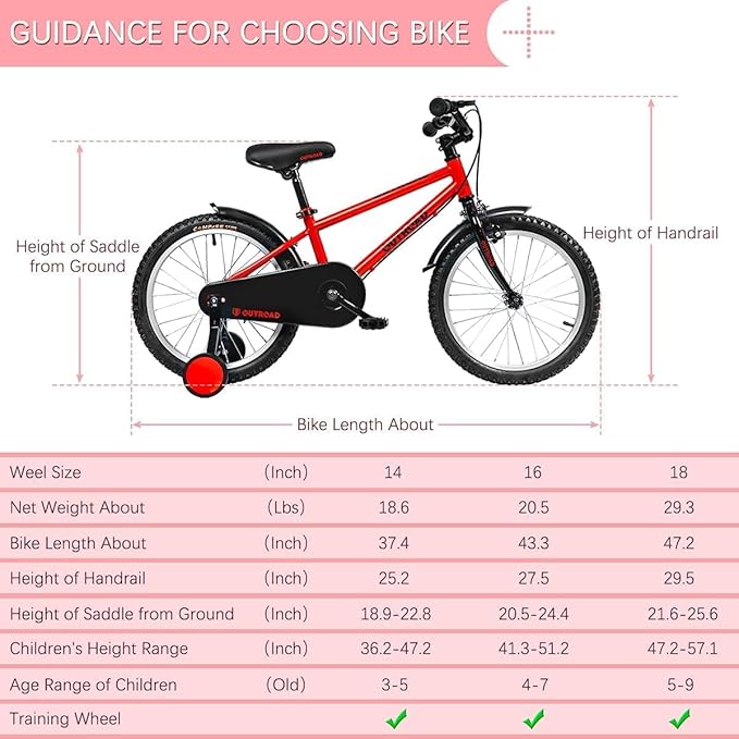 14/16/18 Inch Folding Kids Bike with Training Wheels, Gifts for Boy&Girl Age 3-9 yrs, Toddler Bike with Dual Brakes for Beginners, Multi-Color
