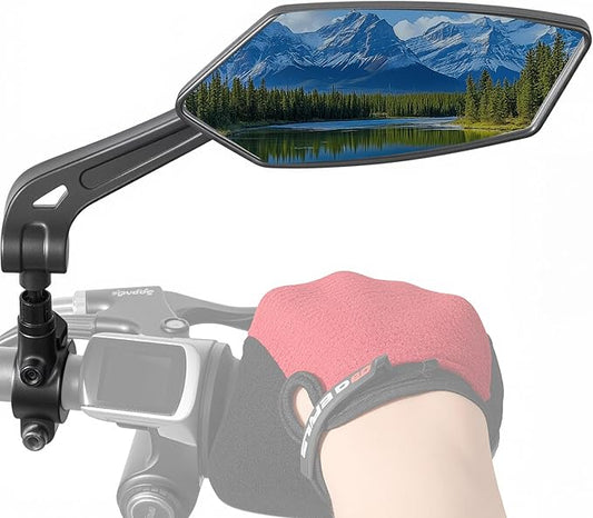 Bike Mirror Handlebar Mount 360° Adjustable Blue, Wide Rear View Mirror Bicycle Mirrors for Handlebars with Scratch Resistant Glass, Bike Rear View Mirror for Scooter, Motorcycle, Bike Accessory Right