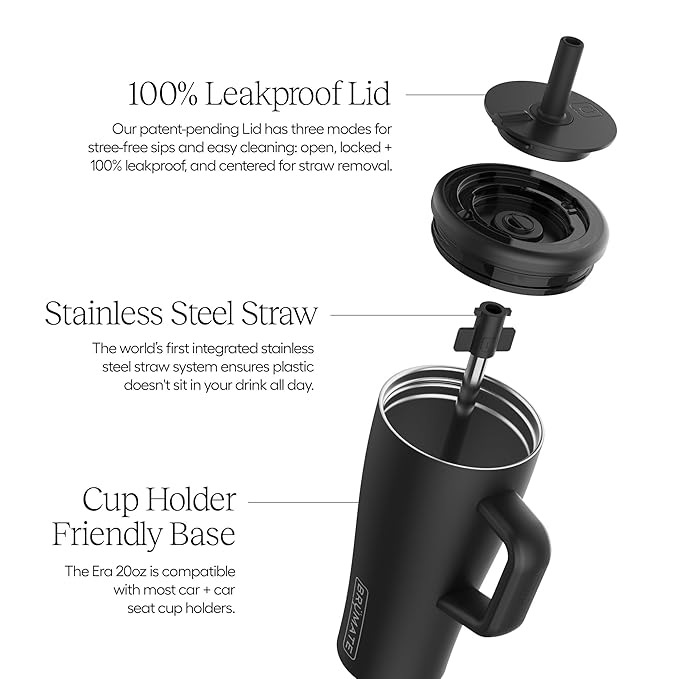 BrüMate Era 20 oz Tumbler with Handle and Straw | 100% Leakproof Insulated Tumbler with Lid and Straw | Made of Stainless Steel | Cup Holder Friendly Base | 20oz (Guava)