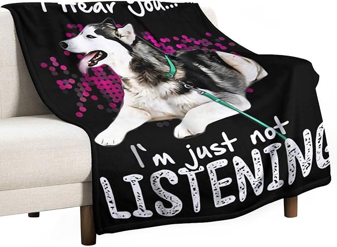 Husky Dog Blanket Husky Gifts for Girls Women Men Funny Husky Throw Blanket for Kids Adults Soft Warm Cozy Fleece Blanket for Couch Sofa Bed 60"x80"