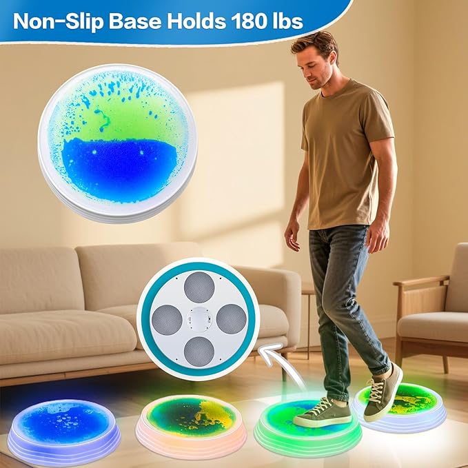 Stepping Stones for Kids - 6pcs Light Up Liquid Stepping Stones with 7 Color LED, Non-Slip Sensory Balance Toys for Toddlers Ages 3-5, Indoor Outdoor Fitness Toys for Birthday