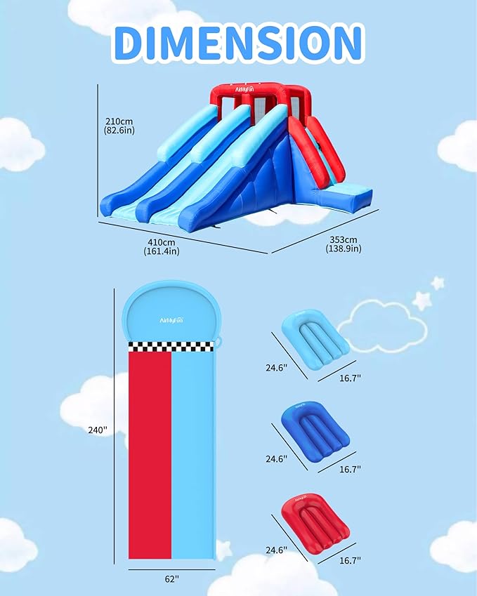 AirMyFun Inflatable Bounce House with Double Slide, Kids & Adults Water Slides for Outdoor Fun