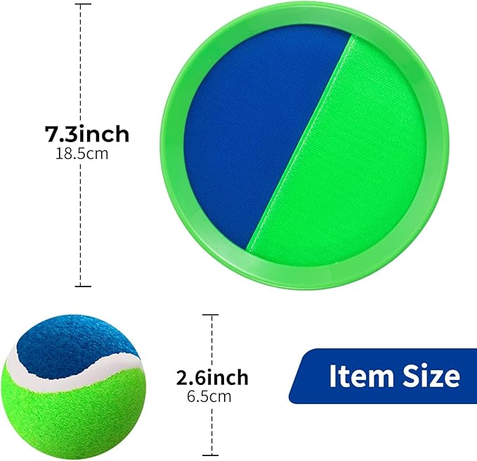 Outside Toys for Kids Ages 4-8 - Toss and Catch Ball Set, Kids Outdoor Games Yard Games for Kids and Adults with 6 Paddles and 3 Balls Toys for 3 4 5 6 7 8 Year Old Boys Girls Birthday