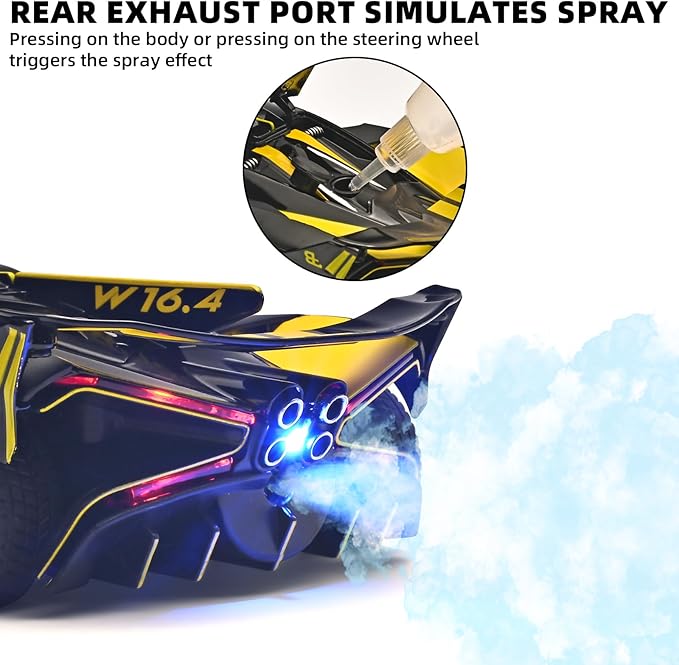 Toddler Car Toys 1/24 Diecast Cars Compatible for Bolide Model Car Collection,Spray Bolide Toy Car for Boys,Pull Back Cars with Light and Sound,Toy Cars for Boys Age 4-7（Yellow）