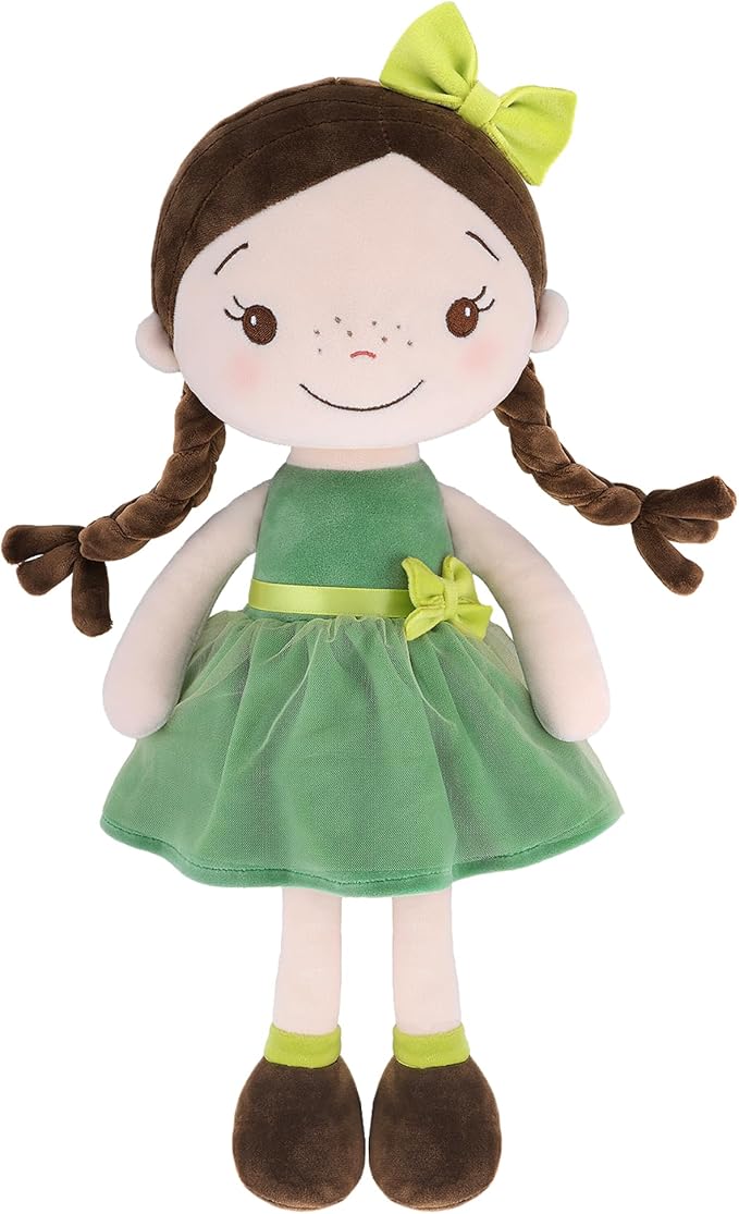GAGAKU Soft Baby Doll Toys (16'') for Girls, My First Baby Rag Dolls for 1 Year Old Girl Birthday Gift Plush Doll Toys Machine Washable Baby Doll for Toddler Kids Infants - Forest Girl