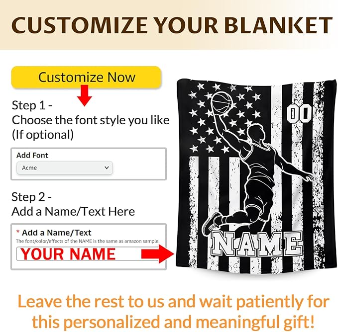 Basketball Blankets for Kids Teens Adults, Custom Name 80x60 Inches Twin Size Lightweight Soft Comfort Basketball Players Throw Blankets for Living Room Home Decor