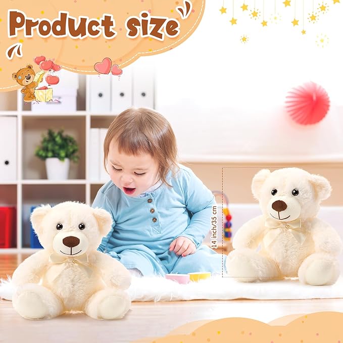 Skylety 10 Pcs Bears Bulk Stuffed Animal Plush Toys 10-14 Inches Birthday Party Favors(Beige)