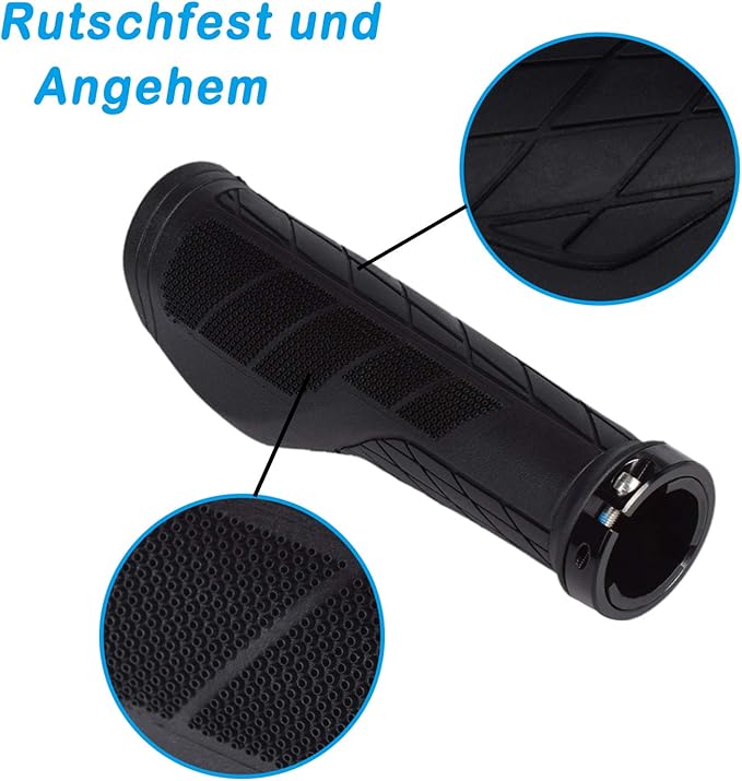 SOLODRIVE Ergonomic Design Mountain Bike Grips, Comfortable Bicycle Handlebar Grips, Single Lock-on and Non-Slip MTB Handle, Fit MTB, E-Bike, Hybrid, Scooter