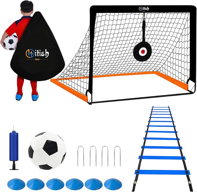 Kids Soccer Goals for Backyard - Portable Pop Up 4x3FT Soccer Nets for Toddler Age 3-5 6-8 8-10 10-12 - Youth Soccer Goal Training Equipment Practice Set - Target Soccer Game Gift for Outdoor
