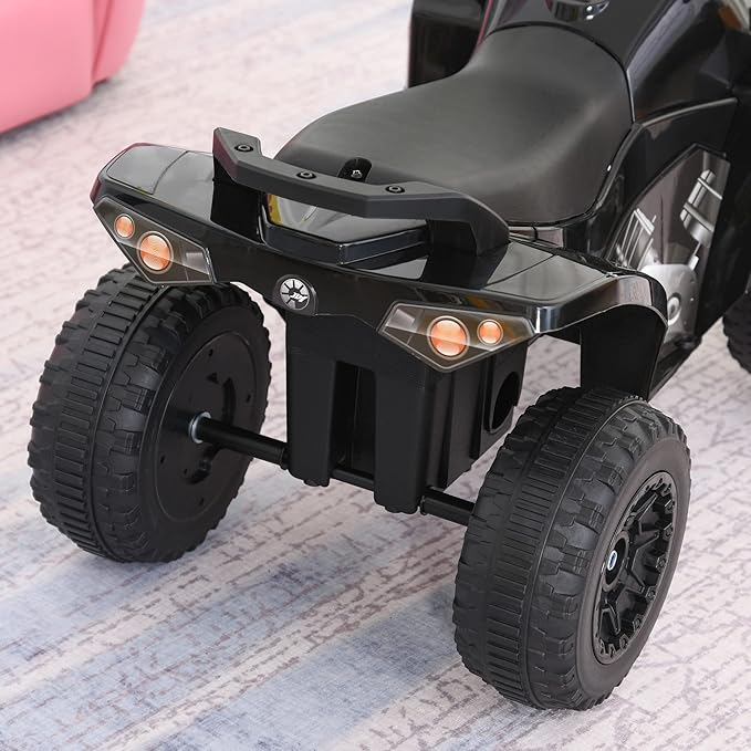 Aosom NO Power Kids Ride On Push Car, Ride Racer, Foot-to-Floor Sliding Car, Walking ATV Toy with Music, Lights, for 1.5-3 Years Old, Black