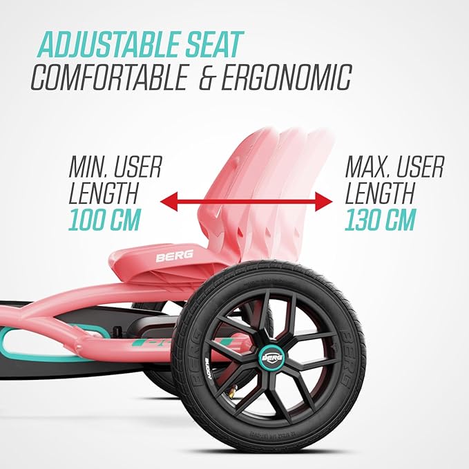 Berg Toys Buddy Lua Pedal Go Kart for Kids and Adults – Adjustable Ride On Toy for Ages 4-8 – Go Karts with BFR System, Adults Outdoor Pedal Car for Kids (Multi)