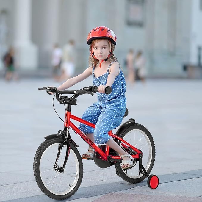 14/16/18 Inch Folding Kids Bike with Training Wheels, Gifts for Boy&Girl Age 3-9 yrs, Toddler Bike with Dual Brakes for Beginners, Multi-Color