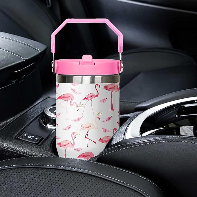 Flamingo Gifts for Women, 30 oz Pink Flamingo Leakproof Tumbler with Lid and Straw, Flamingo Decor