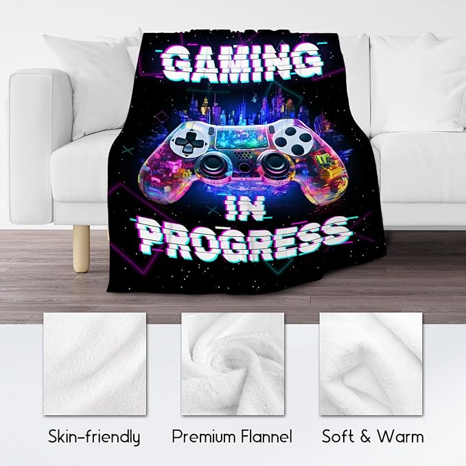 Blanket for Boys - Gaming Blankets for Teens Adults - Cool Gamer Gifts for Men - 60x80 Inches Cozy Fleece Throws