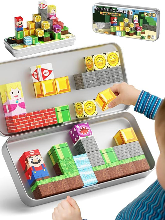 Magnetic Building Toys for Kids Ages 4-8, STEM Magnet Travel Cubes Construction Set with Storage Box, Educational Birthday Gifts Magnet Blocks for Toddlers 3 4 5 6 7 8+ Year Old Boys & Girls