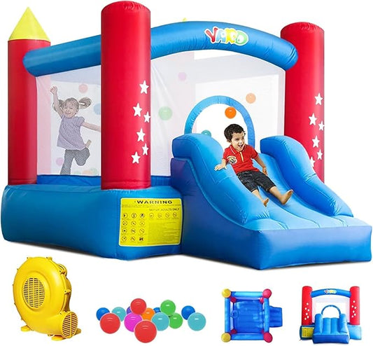 Yard Bounce House for Kids 3-8, Inflatable Bounce House with Slide, Bouncy House with Blower & Play Balls for Indoor Outdoor, 9.5x6.5x6.5FT Bouncy Castle for Toddlers Party