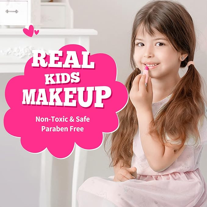 ULOVEME Kids Real Makeup Kit for Little Girls - Real, Non Toxic, Washable Make Up Toy - Umicorn Toys Gift for 3 4 5 6 7 8 9 10 12 Years Old Girls Birthday (Sparkle Umicorn)