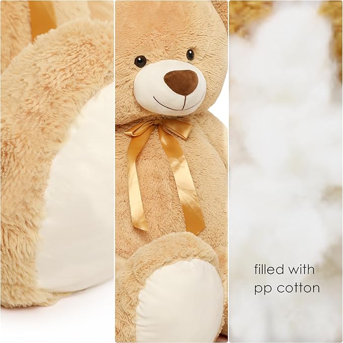 Tezituor 40in Giant Teddy Bear,Big Bear Stuffed Animal Plush,Large Light Brown Cuddly Bears Plush Toys, Gifts for Adult & Grils Boys Kids Girlfriend Baby Shower Party,Valentine, Christmas, Birthday