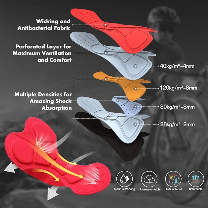 Men's Cycling Shorts Padded Bicycle Riding Half Pants Bike Biking Cycle Tights