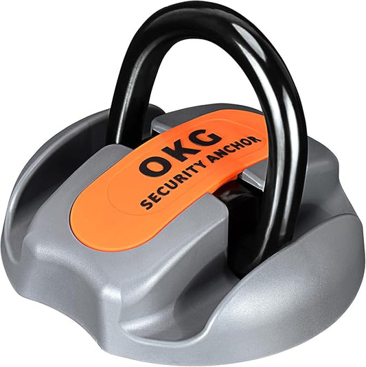 OKG Heavy Duty Security Ground Anchor, 9/16" (14mm) Thick Hardened Steel Swing Shackle - Ideal for Bicycle Anchor, Motorcycle Anchor, E-Bike Anchor, Generator Anchor Lock - Permanent Anchor Point