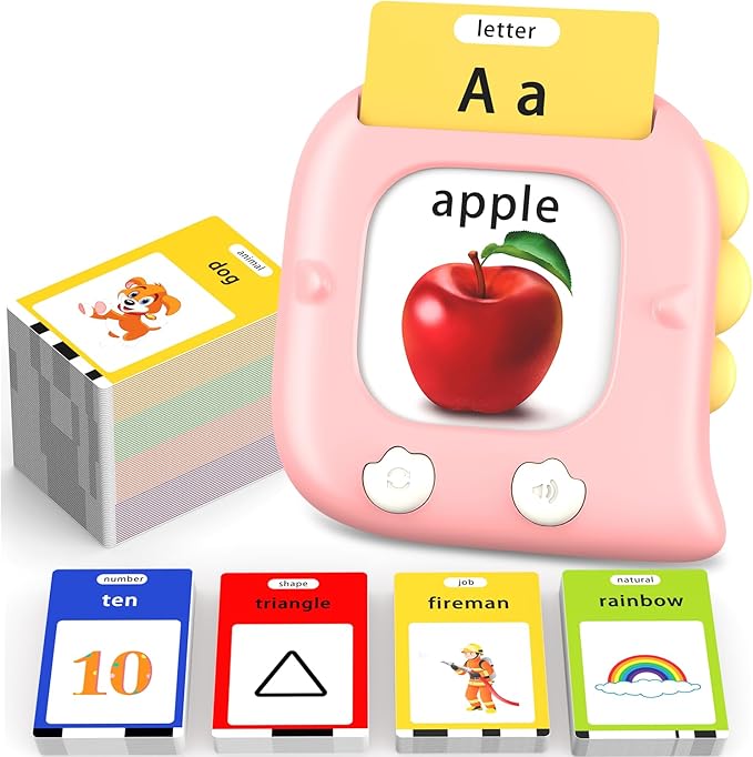 Kidzdo Toddler Talking Flash Cards with 560 Sight Word, Christmas Birthday Gifts for Ages 2-6 Girls, Autism Sensory Toys, Montessori Speech Therapy Learning Toys for 2 3 4 5 6 Year Old Kids, Pink