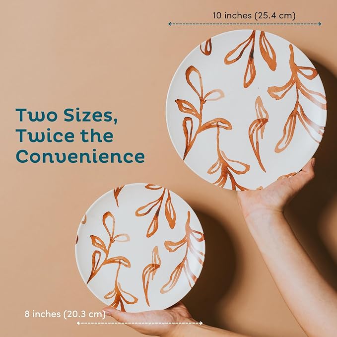 Nook Theory 4 Pack Reusable Bamboo Plates - Non-Toxic Toddler and Kids Plate, Dishwasher Safe, Not Microwavable Dinnerware (Wildflower 10")