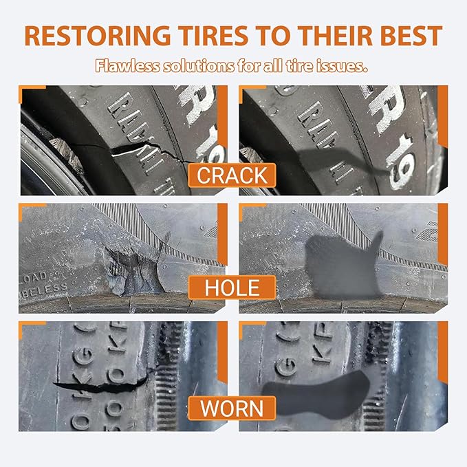 Tire Repair Glue Kit - 3.38 floz Rubber Cement Tire Repair Adhesive Black for Tire Sidewall, Car, Motorcycle, Bike, Jeep, Truck (50ml*2