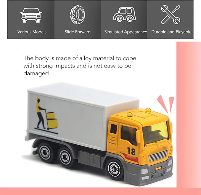 TOPINCN Children Engineering Vehicle Toys Construction Cars Toy Set Plastic Alloy Durable with 4 Mini Vehicles for Toddlers Kids Play