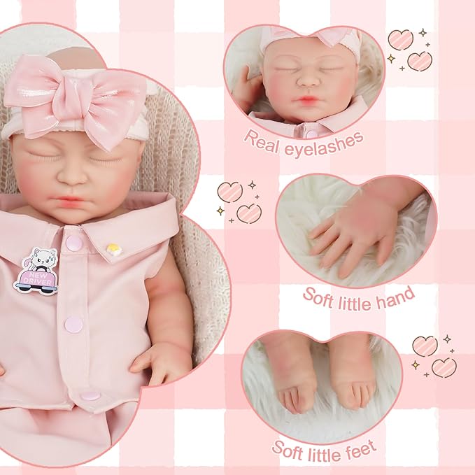 20.67 in Full Silicone Reborn Baby Dolls, 1:1 Lifelike Newborn Dolls Non Vinyl Realistic Reborn Toddler Dolls Boy Washable Sleeping Doll