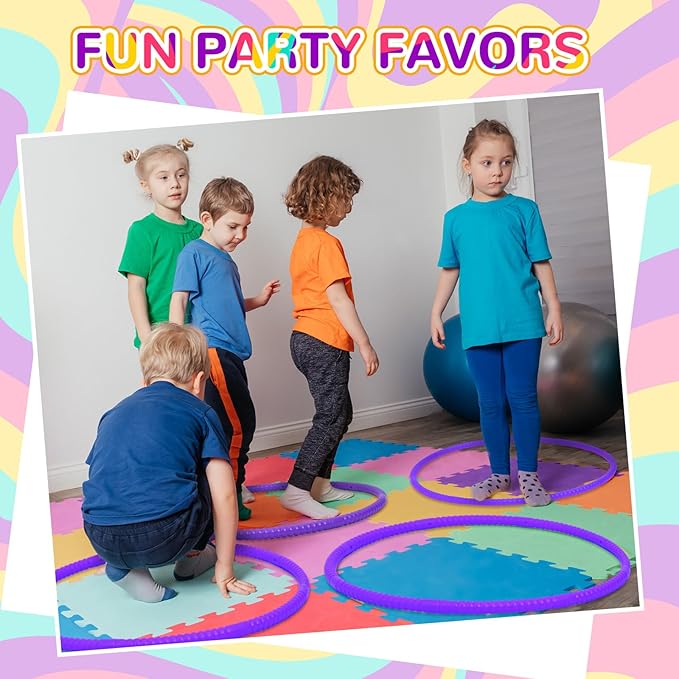 Shappy 6 Pcs Exercise Hoop Detachable Adjustable Plastic Toy Playground Toys Colored Hoop Circles for Teens Games Gymnastics Dog Agility Equipment Party Decor