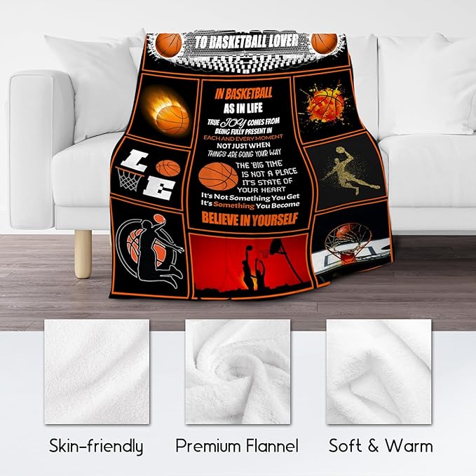 Basketball Gifts for Boys, Basketball Blanket for Girls Boys, Sport Throw Blankets for Player, Fleece Plush Kids Throws for Couch Sofa Present Ideas (30x40 Inch)
