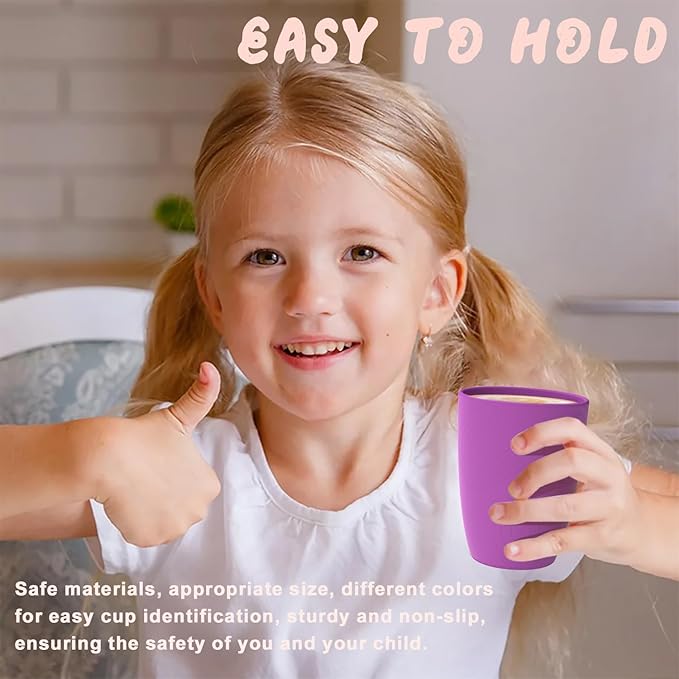 Homienly Drinking Glasses Wheat Straw Cups, Water Cup Set of 4, Reusable Cups, Unbreakable Plastic Drinking Cup, Dishwasher and Microwave safe, Cups for Kids - Flower Color