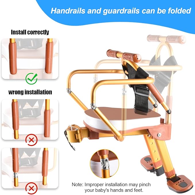 Kids Bike Seat, New Aluminum Alloy Child Bike Seat, Portable Foldable Front Mounted Child Bicycle Seats, Mountain Bike Child Safety Seat Suitable for Hybrid Cruiser Bicycles and City Bicycles