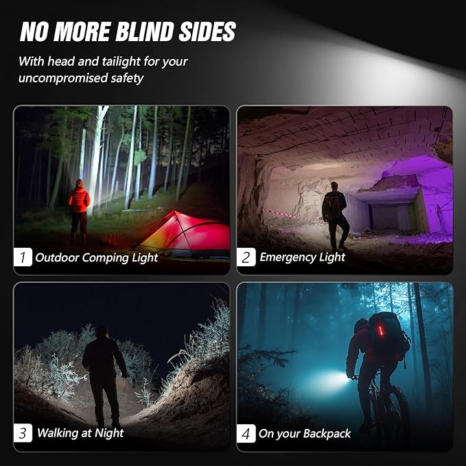 WGGE Ultra Bright USB Rechargeable Bike Light Set,Powerful Bicycle Front Headlight and Back Taillight,Easy to Install for Night Riding Fits All Bicycles,Mountain,Road or Camping