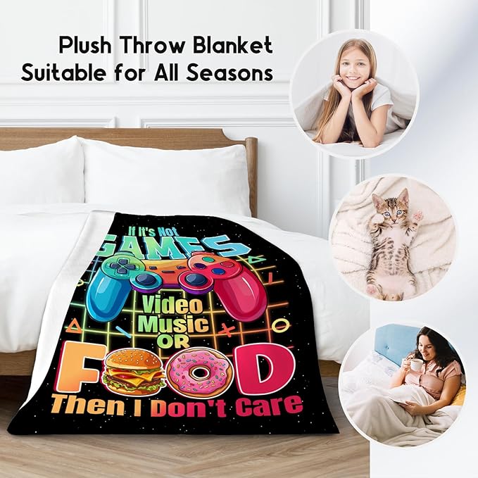 UNIKITTY Boys Blanket - Gaming Blanket for Kids Adults - 30"x40" Girls Throw for Chair Office Video Games Accessories - Boys Room Decor Presents Ideas