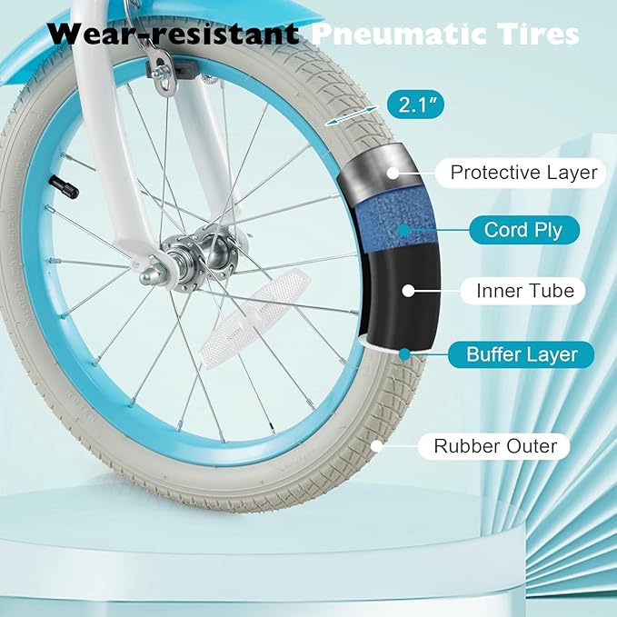 BABY JOY Kids Bike, 12 14 16 18 20 Inch Boys Girls Bike w/Adjustable Seat, Removable Basket, Handbrake & Coaster Brake, Training Wheels or Kickstand, Kids Bicycle with Multi-Color