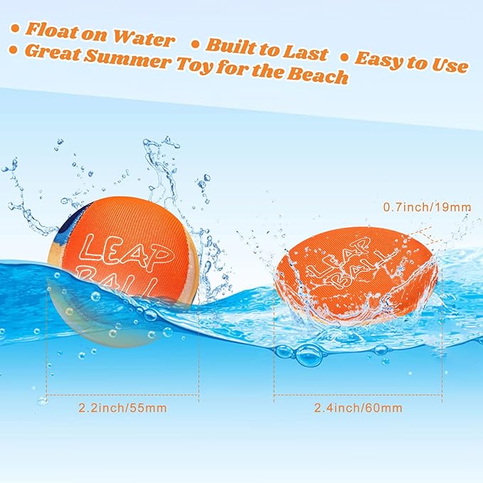 Ryaco Leap Ball Water Skipping Pool Balls - 3 Pack Bouncing Beach for All Ages - Extreme Bathing Fun with Your Friends & Family at The Beach, Pool, River or Lake