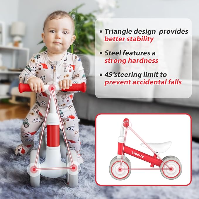 Liberry Baby Balance Bike with Adjustable Seat, Toddler First Ride-On Toy for 1-2 Year Old, Boys Girls Christmas & Birthday Gift