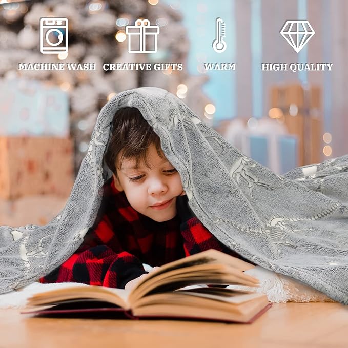 Soft Blanket Dinosaur Fleece Blankets Kids Dinosaur Gifts for Boys 60"x80"