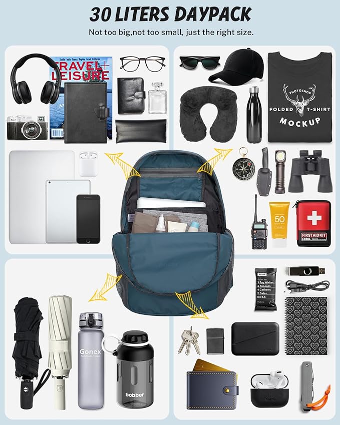 Gonex 30L Ultra Lightweight Packable Backpack, Handy Foldable Daypack for Camping Outdoor Travel Cycling Backpacking