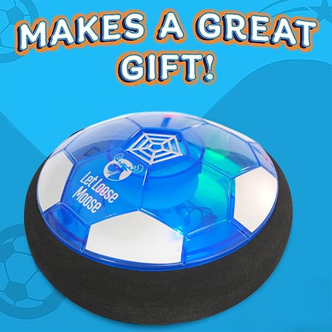 Let Loose Moose Hover Soccer Ball - Boys Birthday Gifts - Indoor Hoover Balls for Kids Age 6, 7, 8, 9, 10, 11, 12 Year Old - Light-Up Toy Game for Kid - 6-8, 8-12 - Rechargeable - 1pk