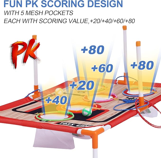 Bean Bag Toss & Ball Toss & Ring Toss,5-in-1 Outdoor Toys for Kids,Family Games for Kids and Adults,Gift for Christmas and Birthday