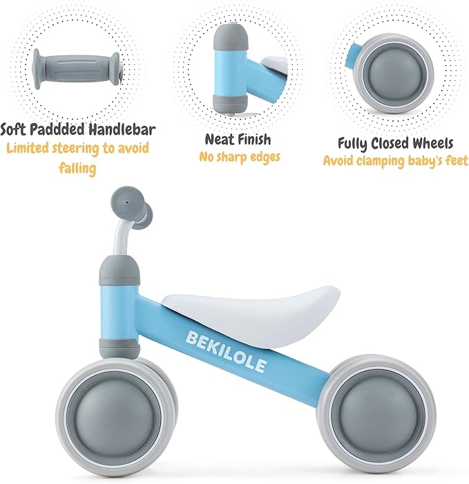 BEKILOLE Balance Bike for 1 Year Old Girl&Boys Gifts Pre-School First Bike and 1st Birthday Gifts - Train Your Baby from Standing to Running | Ideal One Year Old Toys (Sky Blue)