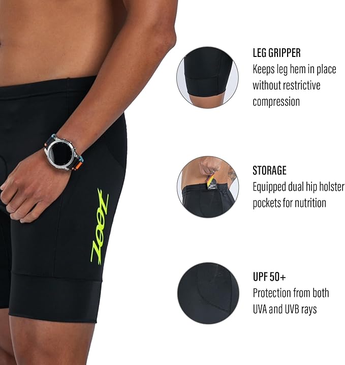 Zoot Men’s Core 7-Inch Tri Shorts, Quick Dry Performance Triathlon Shorts with Cycling Chamois Pad, Pockets & UPF 50+ Fabric