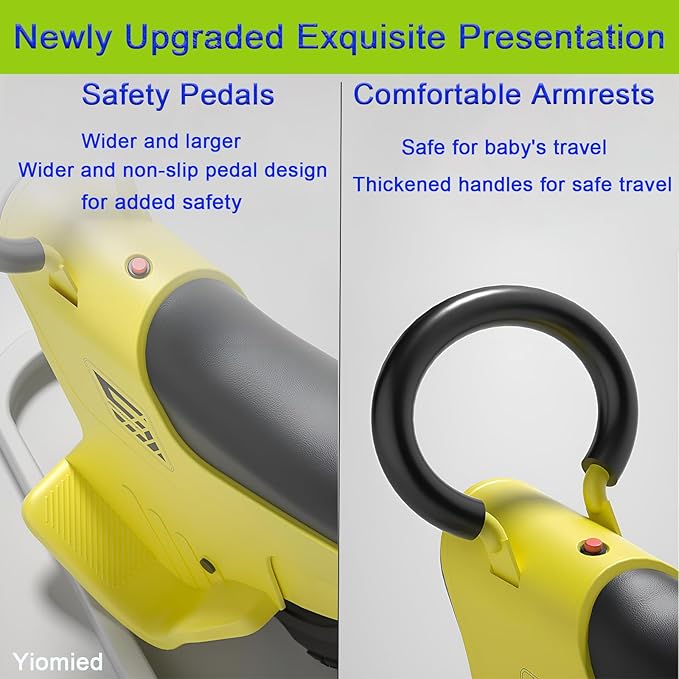 12in Hand Push Unicycle for Kids, Light Unicycle Bikes with Light/Handrails/Auxiliary Wheels, Parent-Child Unicycle Bike, Unicycle Balance Bikes, Kids Unicycle Bicycles (Yellow)