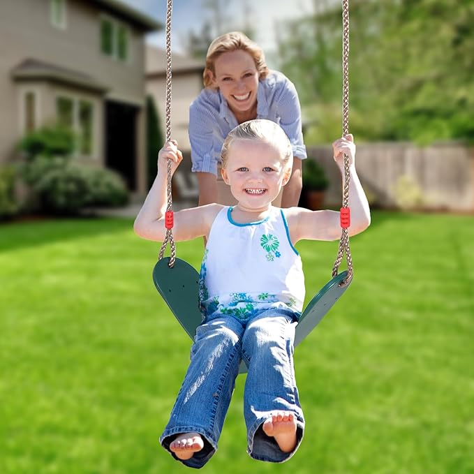 RedSwing Toddler Swing Set, Heavy Duty High Back Full Bucket Swing with Belt Swings Seat Combo Pack for Swingset, Tree Straps and 4 Hooks Included, Green