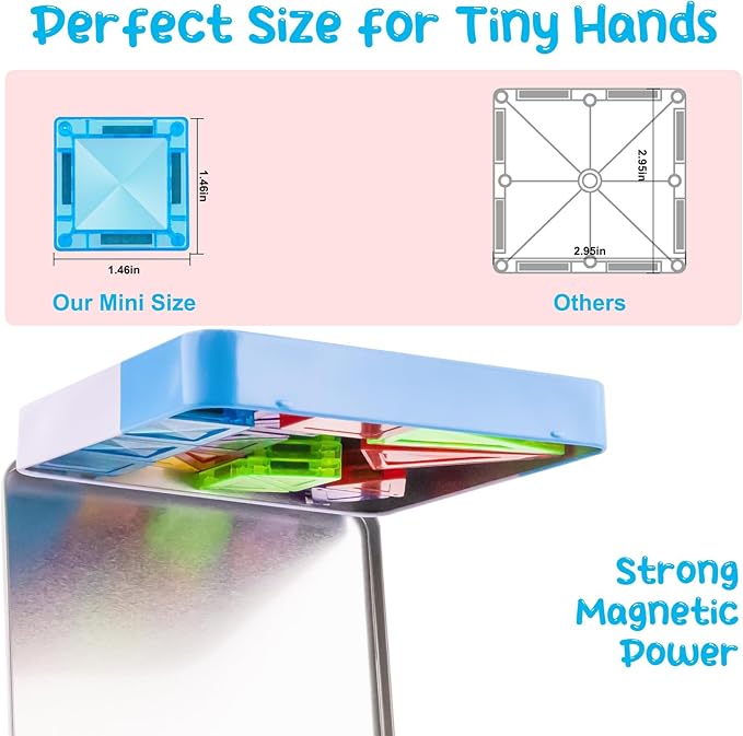 Stocking Stuffer Kid Magnetic Tiles Travel Toys for Toddler, Magnetictile Block Airplane Car Road Trip Travel Activities Essential, Preschool Educational STEM Learning Sensory Toy, Gift for 3-4-5-7-8